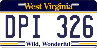 WV license plate DPI326