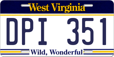 WV license plate DPI351