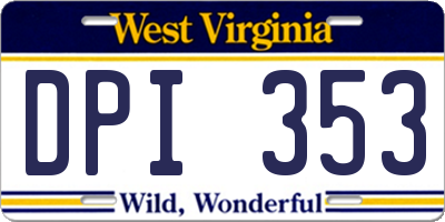 WV license plate DPI353