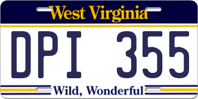 WV license plate DPI355