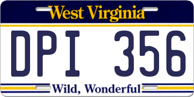 WV license plate DPI356