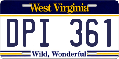 WV license plate DPI361