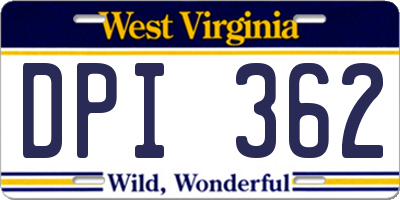 WV license plate DPI362