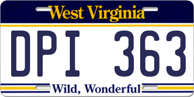 WV license plate DPI363