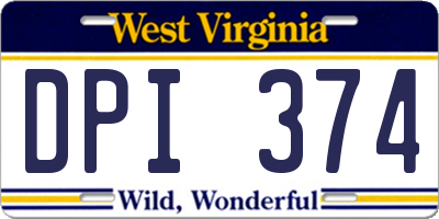 WV license plate DPI374