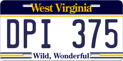 WV license plate DPI375