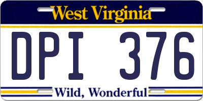 WV license plate DPI376