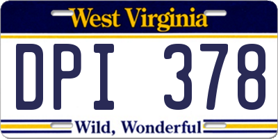 WV license plate DPI378