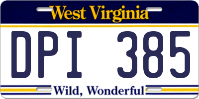 WV license plate DPI385