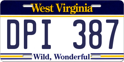 WV license plate DPI387