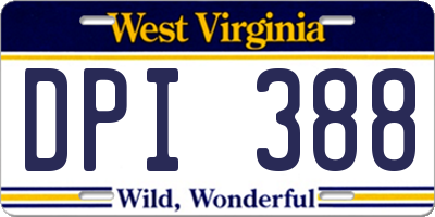 WV license plate DPI388