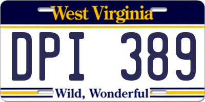WV license plate DPI389