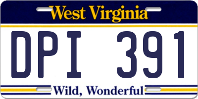 WV license plate DPI391