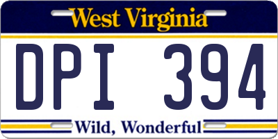 WV license plate DPI394