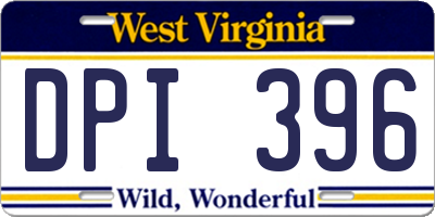 WV license plate DPI396