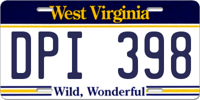 WV license plate DPI398