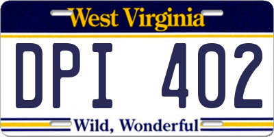 WV license plate DPI402