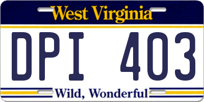 WV license plate DPI403