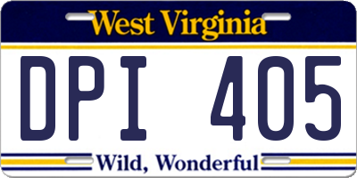 WV license plate DPI405