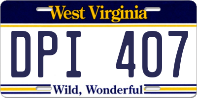 WV license plate DPI407