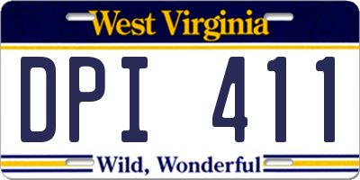 WV license plate DPI411