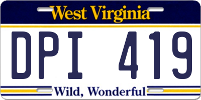 WV license plate DPI419