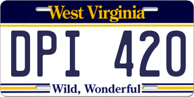 WV license plate DPI420