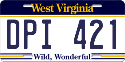 WV license plate DPI421