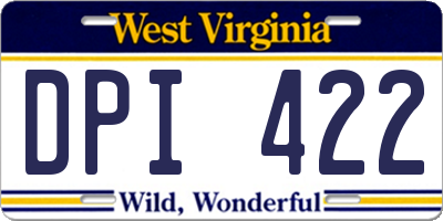 WV license plate DPI422