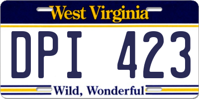WV license plate DPI423