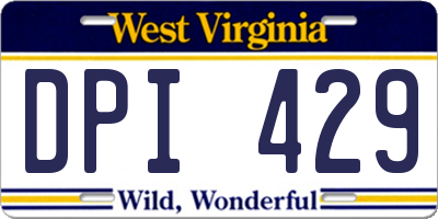 WV license plate DPI429