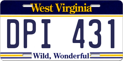 WV license plate DPI431