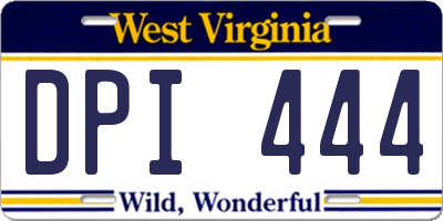 WV license plate DPI444