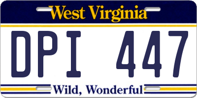 WV license plate DPI447