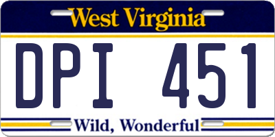 WV license plate DPI451
