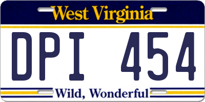 WV license plate DPI454