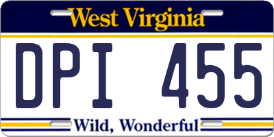 WV license plate DPI455