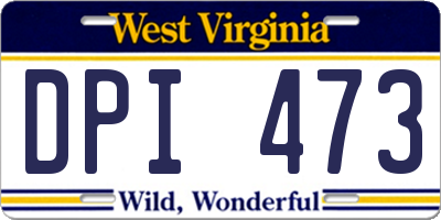WV license plate DPI473