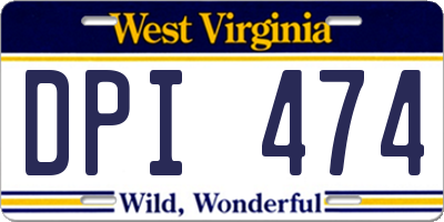 WV license plate DPI474
