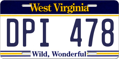 WV license plate DPI478