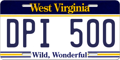 WV license plate DPI500