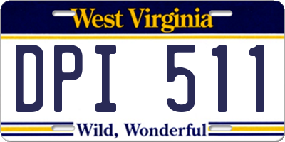 WV license plate DPI511