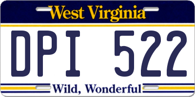 WV license plate DPI522