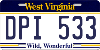 WV license plate DPI533