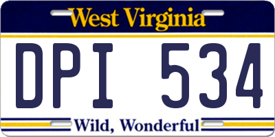 WV license plate DPI534