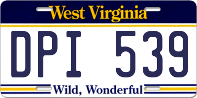 WV license plate DPI539
