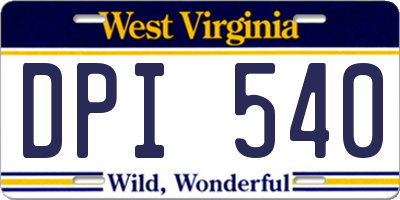 WV license plate DPI540