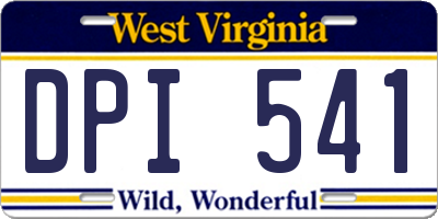 WV license plate DPI541