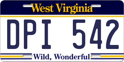 WV license plate DPI542