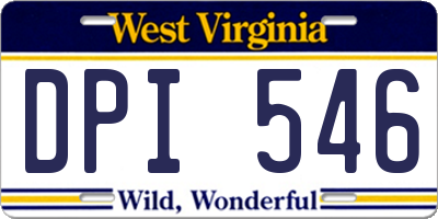 WV license plate DPI546